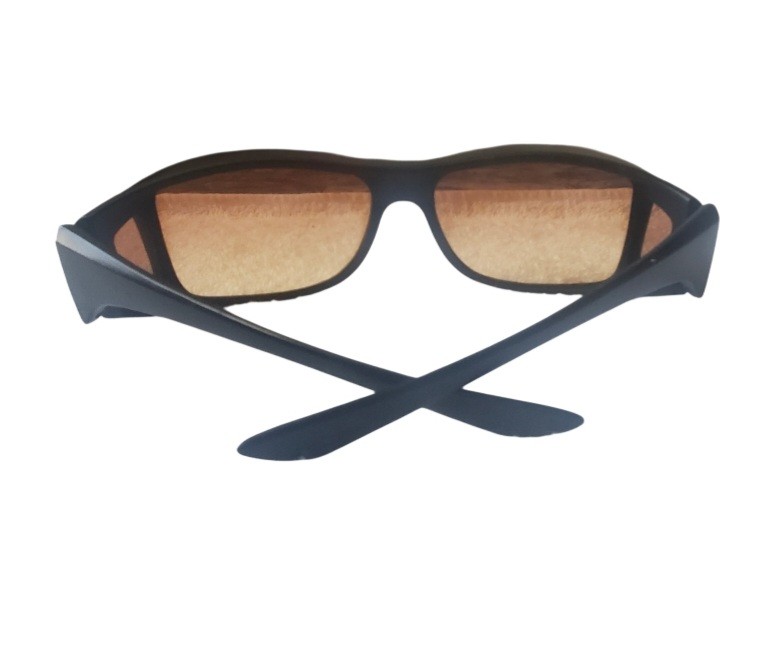 Vintage Black Wraparound Sunglasses With Brown Gradient Lenses