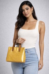 AUTHENTIC Louis Vuitton Monogram Vernis Tote Bag  Yellow Patent Leather