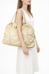 Luxury Cream Leather Vintage Yves Saint Laurent Tote Bag  Soft Pebbled Leather  Spacious & Chic