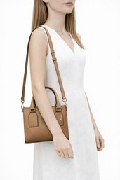 Michael Kors Small Leather Satchel Crossbody  Tan Saffiano Leather