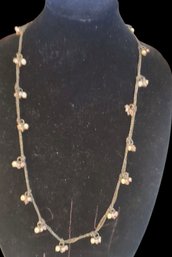 Delicate Multi-Strand Chain Necklace With Pearl & Crystal Bead Clusters