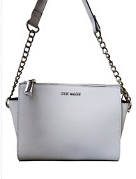Steve Madden White Crossbody Bag With Silver Chain Strap  Elegant & Chic