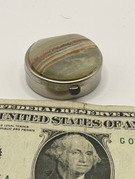 Vintage Pill Box With Stone And Mirror