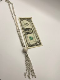 Vintage White Necklace 24' Inch Chain Plus The Charm. Really Cool