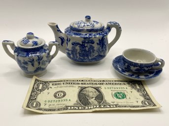 Small Teapot, Sugar, Cup & Saucer Occupied Japan. Adorable.