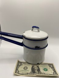 Blue And White Enamel Double Boiler - Super Cute