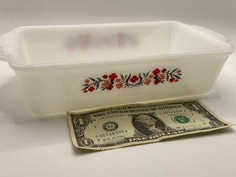 Fire King Bread Dish Perfect Condition!  Adorable Pink Design - No Wear #2