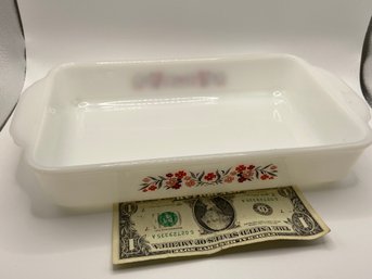 Fire King Casserole Dish Perfect Condition!  Adorable Pink Design - No Wear