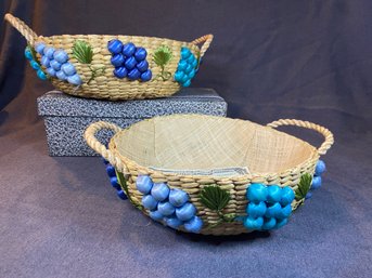 Two Vintage Handmade Baskets From The Philippines