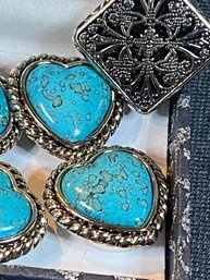 Turquoise And Silver Button Covers