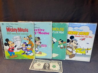 4 Vintage Mickey Mouse Golden Books All Wrapped In Plastic