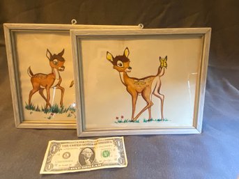 2 Original Bambi Art Pieces 8x10. 1950s?