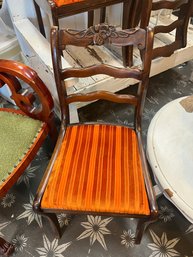 6 Antique Chairs With Orange Velvet Seats