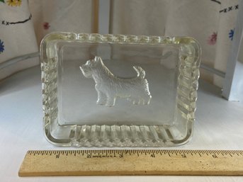 Depression Era -Pressed Glass Scottie Dish