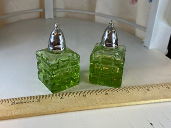 Vintage Depression. Glass Waffle Cube S & P
