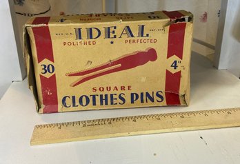 Vintage Box Of Square Clothes Pins -Love This!