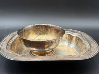 Silver-plated Serving Dish And Bowl.