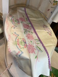 4 (2 Of The Middle One) Pillowcase Cuts.  Hand Embroidered.