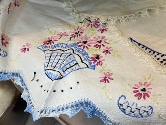 3 Assorted Vintage Hand Embroidered Linens