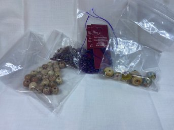 Bead Lot : Amethyst, Stone And Handmade Glass