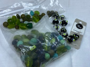 Bead Lot: Greens And Blues Glass And Lampwork