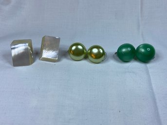 3 Pairs Of Vintage Clip Earrings