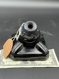 Antique Swivodex Black Glass Rotating Ball Ink Well - Art Deco