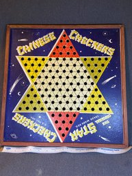 Vintage Cardboard And Wood Chinese Checkers Board