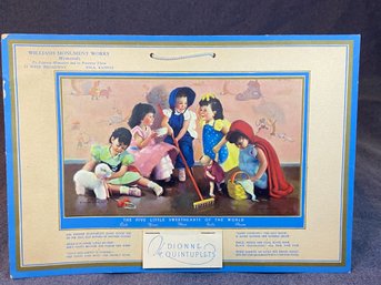 1938 Advertising Calendar With Precious Art! Dionne Quintuplets