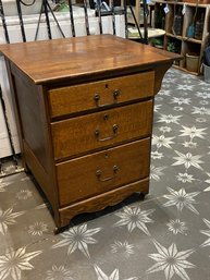 Antique Oak Side Table With Original Everything!  Awesome Top Drawer