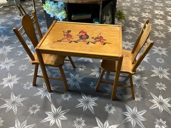 Antique Children's Table With Handpainting.  Like Preschool Age Kids