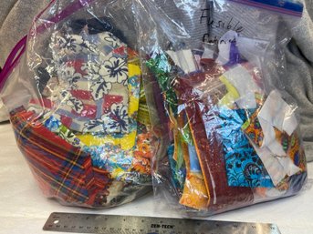 Two Big Bags Of Fabric Pieces, Some Vintage Fabrics.