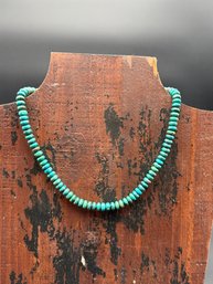 18' Turquoise Bead Necklace With Silver (very Strong) Magnetic Clasp.  This Is A Stunning Piece