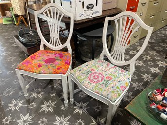 2 'magpies' Recovered Chairs Shabby