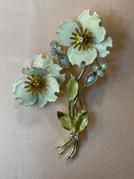 Vintage Floral Pin (looks Blue But Really Cream Colored)