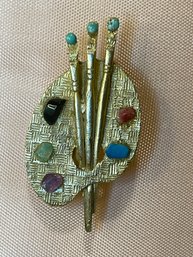 Vintage Pin Art Pallet With Stones For The Paint