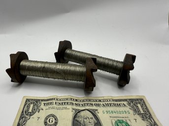 Two Vintage Spools With Super Fine Wire.