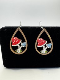 Cute Wooden Mushroom Earrings