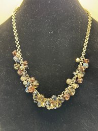 Amethyst, Blue And Silver Beaded Necklace