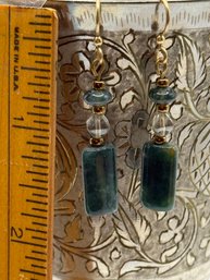 Gold 'jade'Beaded Earrings