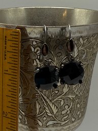 Black Stone And Pewter Looking Earrings