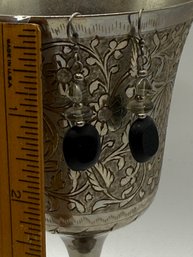 Black And Clear Beaded Earrings