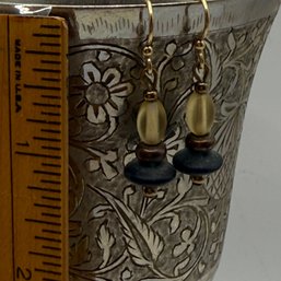Black Brown And Light Amber Beaded Earrings