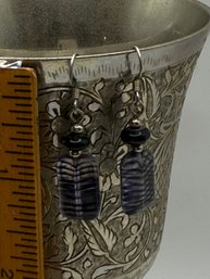 Black And Clear Glass Bead Earrings. Sort Of A Purplish Hue.