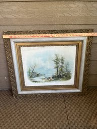 Gorgeous Vintage Landscape Print In Beautiful Frame
