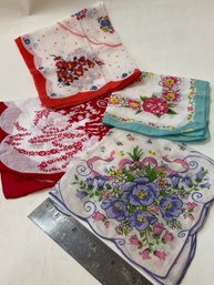 4 Square Handkerchiefs Vintage