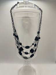 20in Funky Black Layered Necklace