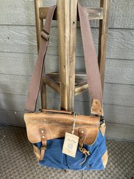 New Canvas And Leather Messenger Bag