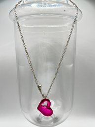 Hot Pink Heart Necklace 18in