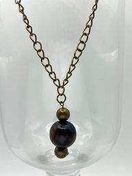 22in Bead Pendant Necklace On Brass Colored Chain
